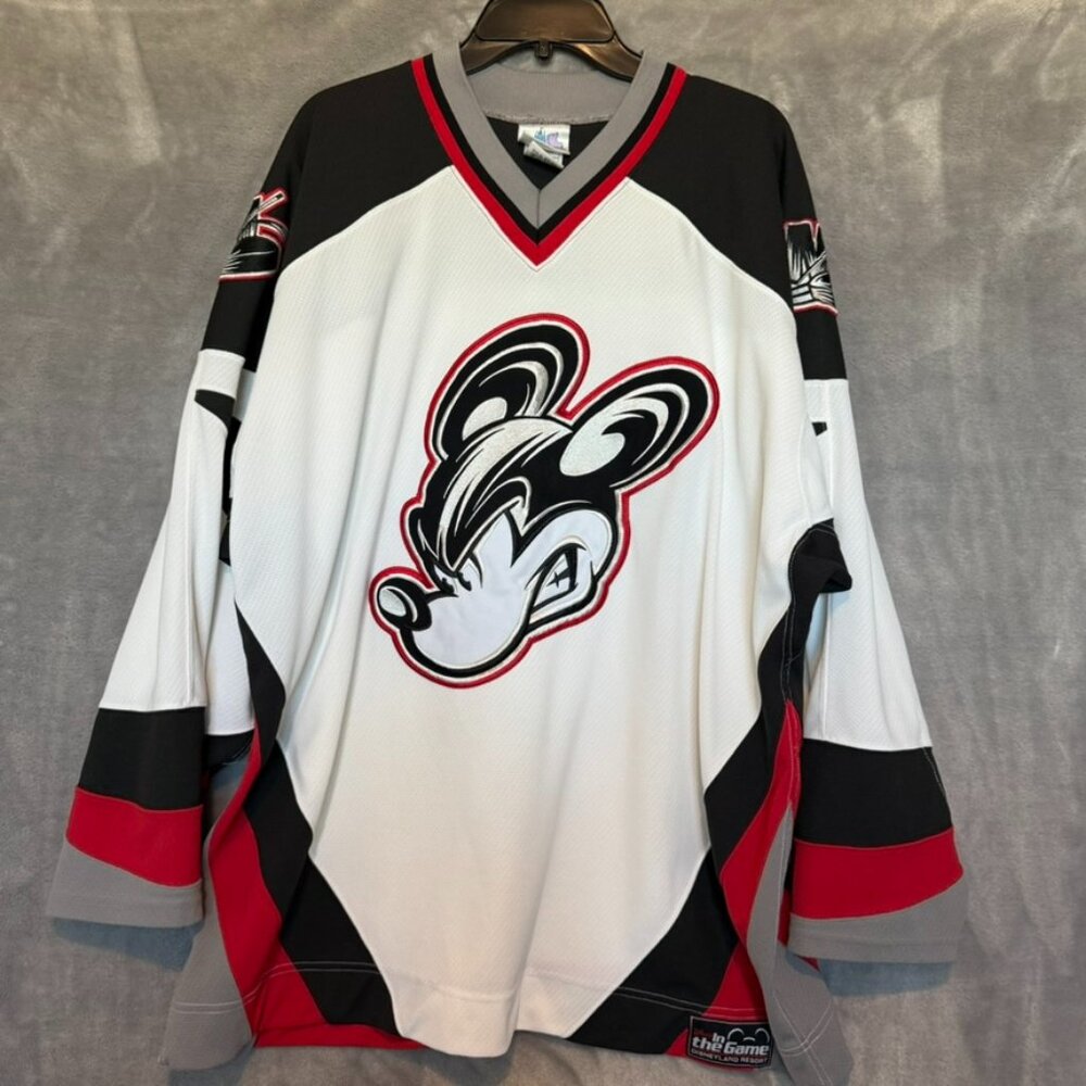 Vintage Disneyland Resort In The Game Mickey Mouse Hockey Jersey Rare Size Large